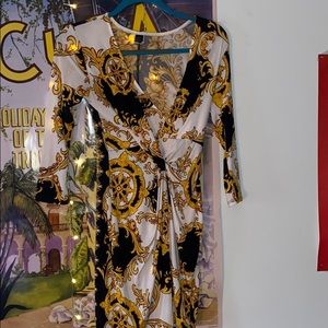 Versace style dress with high slit